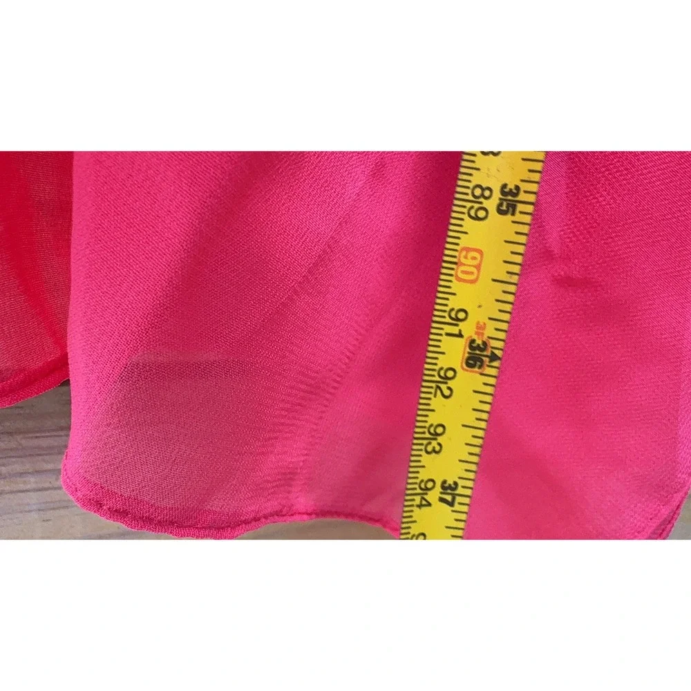 Soul Young Hot Pink Chiffon Swim Cover Up Kaftan V-Neck Tie Tunic NWT